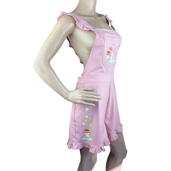 New My Melody by Sanrio Hot Topic Hello Kitty & Friends Pink Ruffle Shortalls XL - Picture 6 of 8